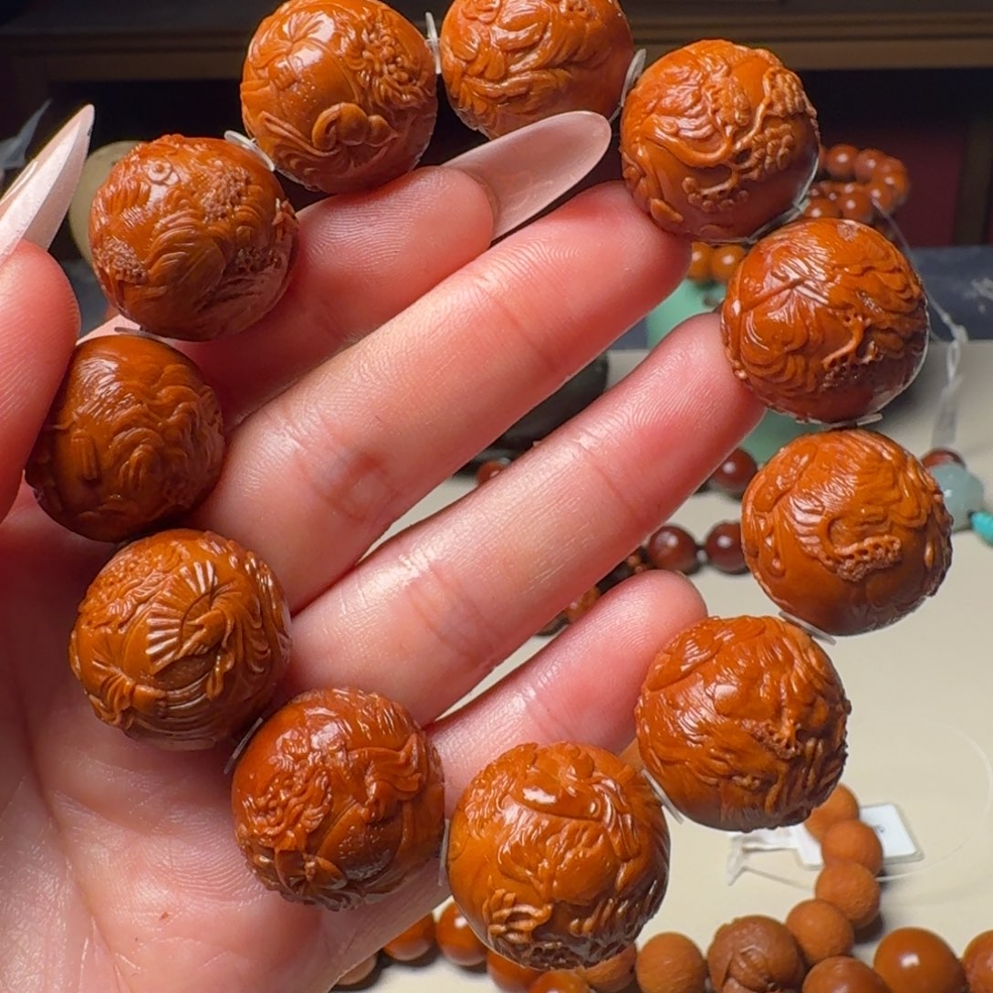 橄榄核手串/手链天*手工钟馗风景