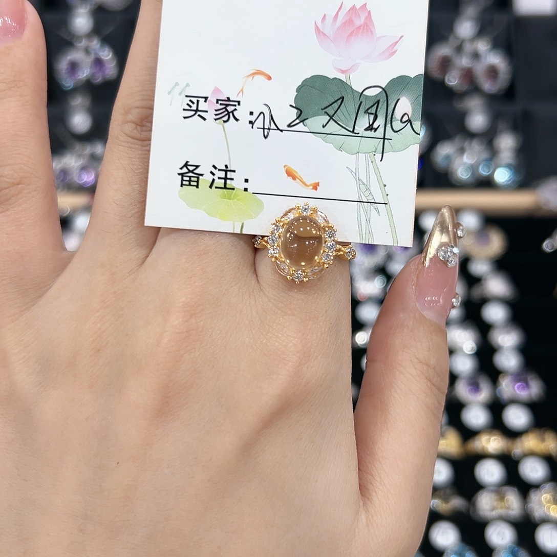 黄晶戒指银S925镶嵌戒指