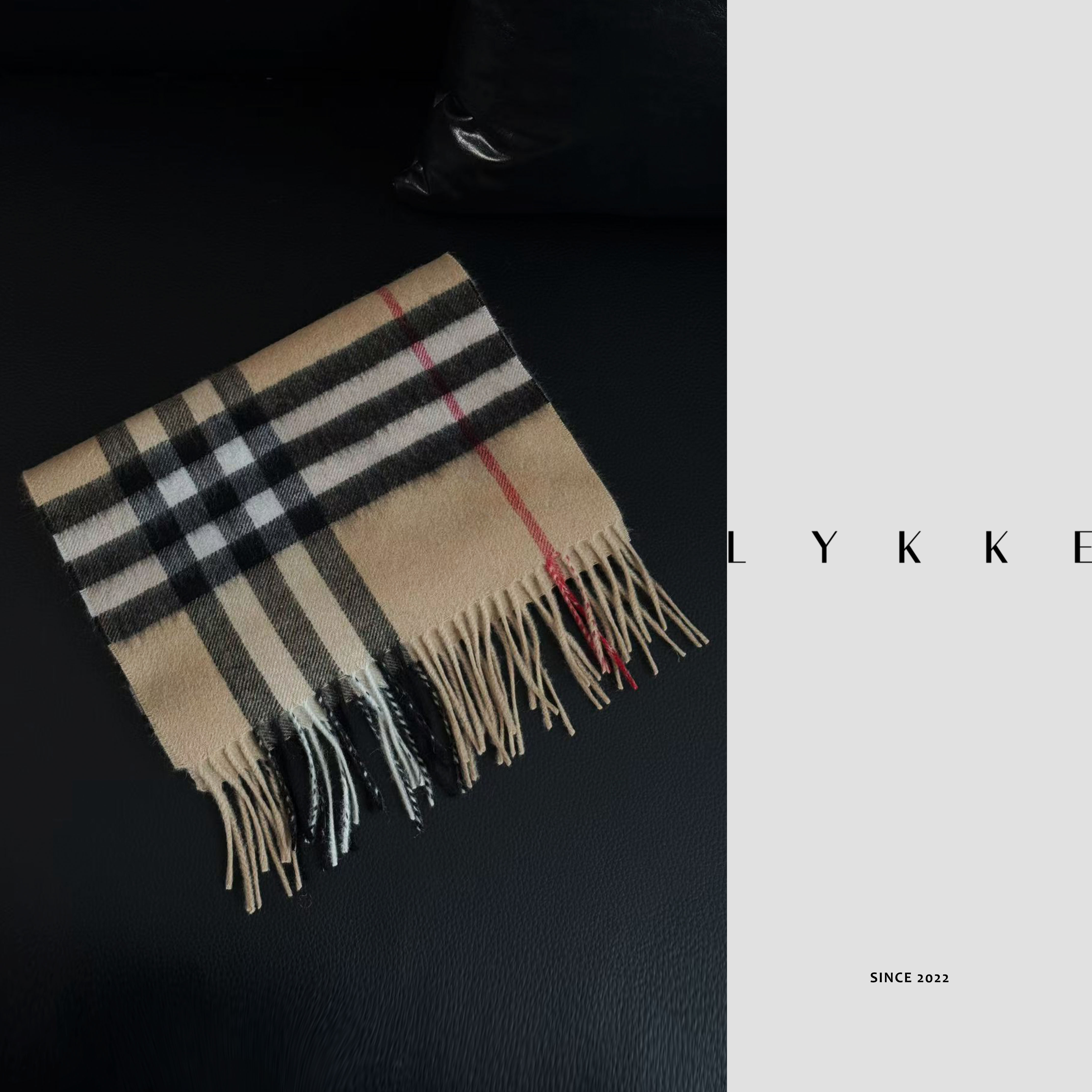 【佳琦】BUR*Y同源100羊绒老钱风复古菱格撞色围巾-E667