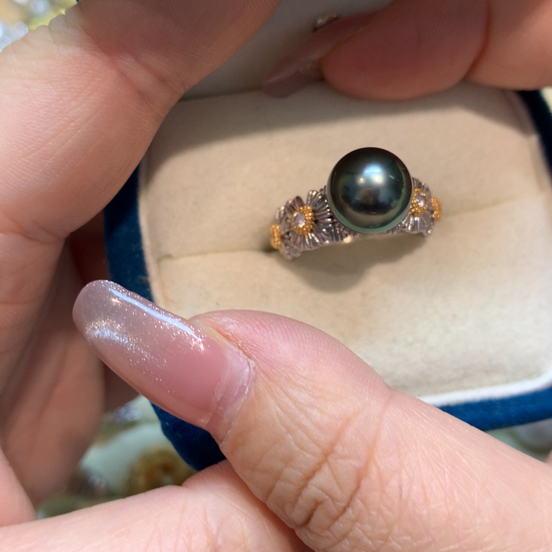 海水珍珠戒指银S925镶嵌