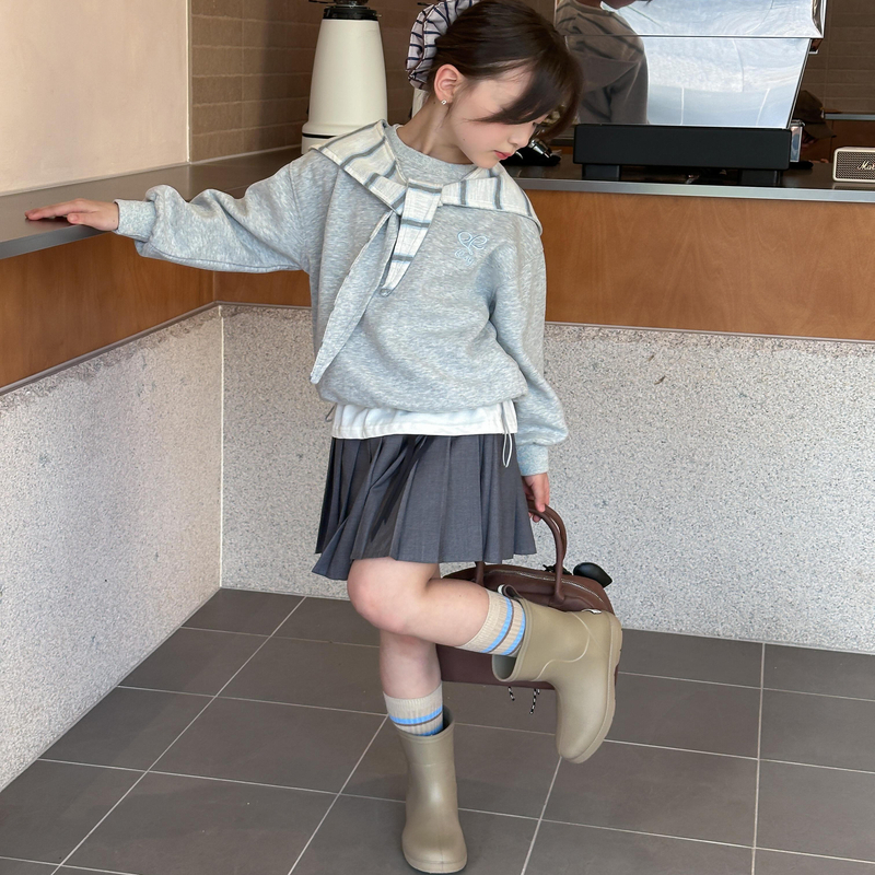 女童百褶半身裙2025秋季新款儿童洋气百搭裙子中大童蕾丝花边短裙