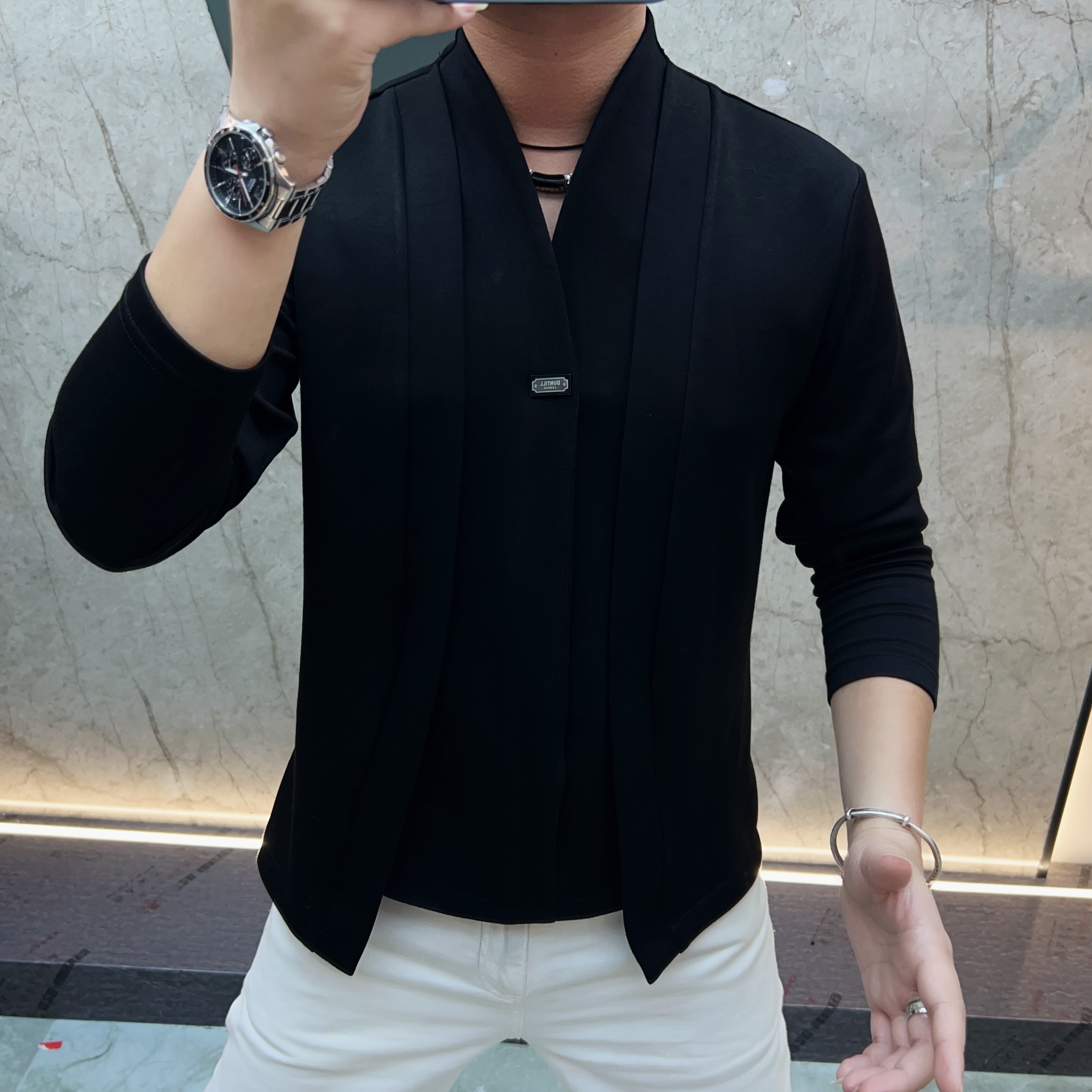 《绅士》欧货男装时尚休闲翻领轻奢空气棉款百搭透气上衣潮流修身型