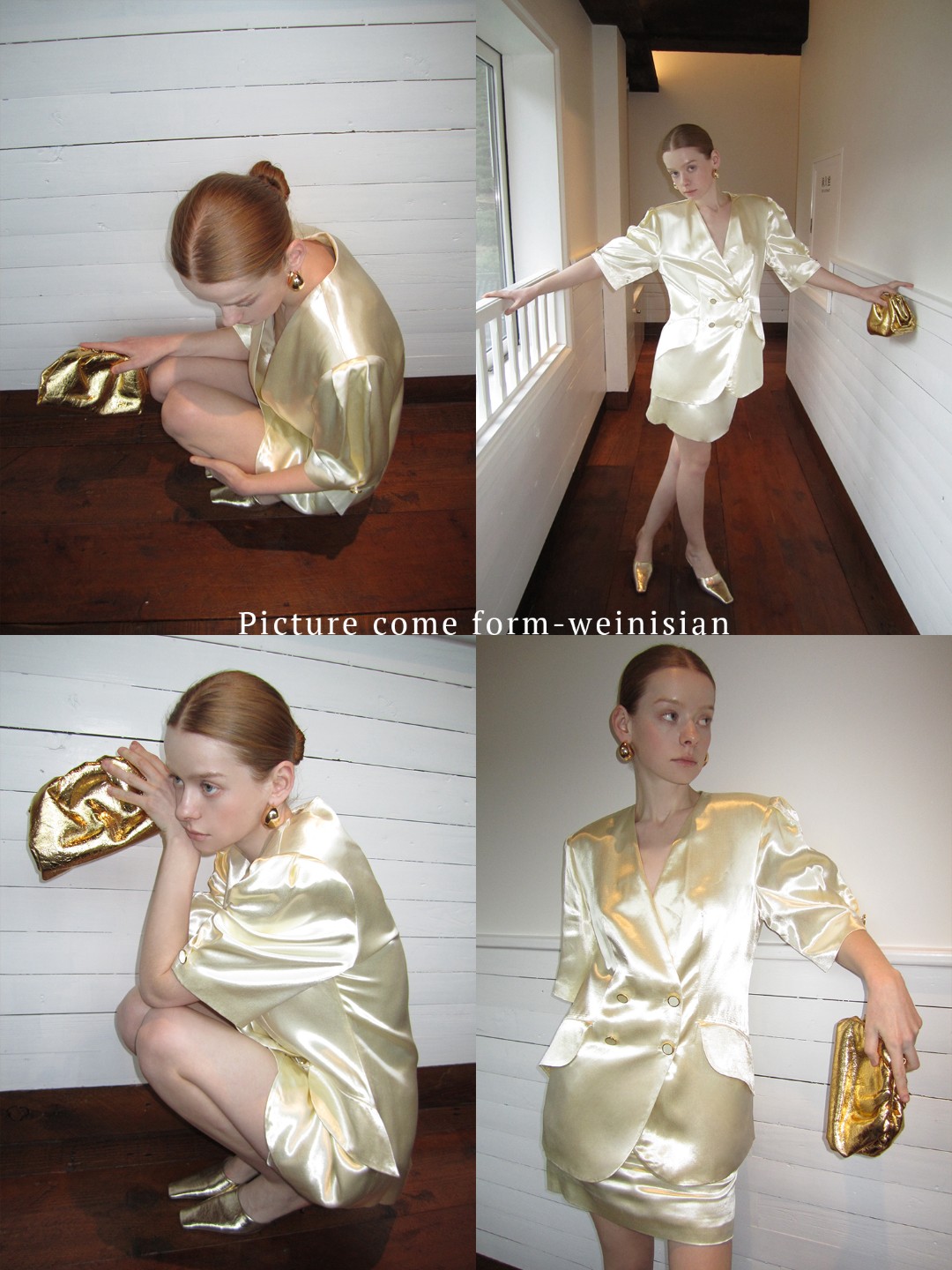 【放价了】小众珠光缎宫廷泡泡袖套装女裙装法式小众两件套 25008