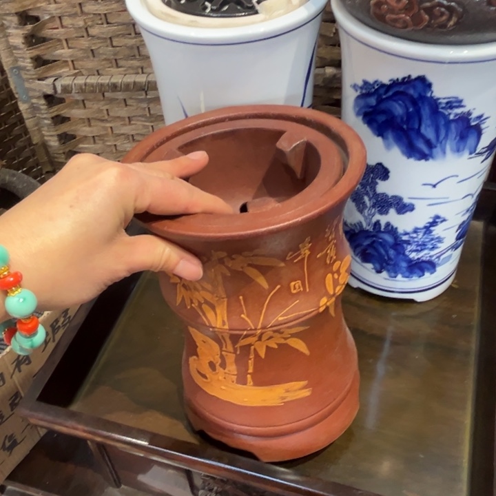 蜜安罐瓷香炉锡茶则