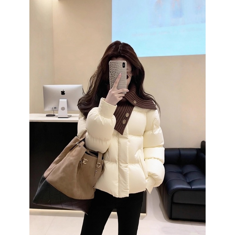 冬季棉服女款2025新款独特超好看高端气质小香风白色夹棉加厚外套