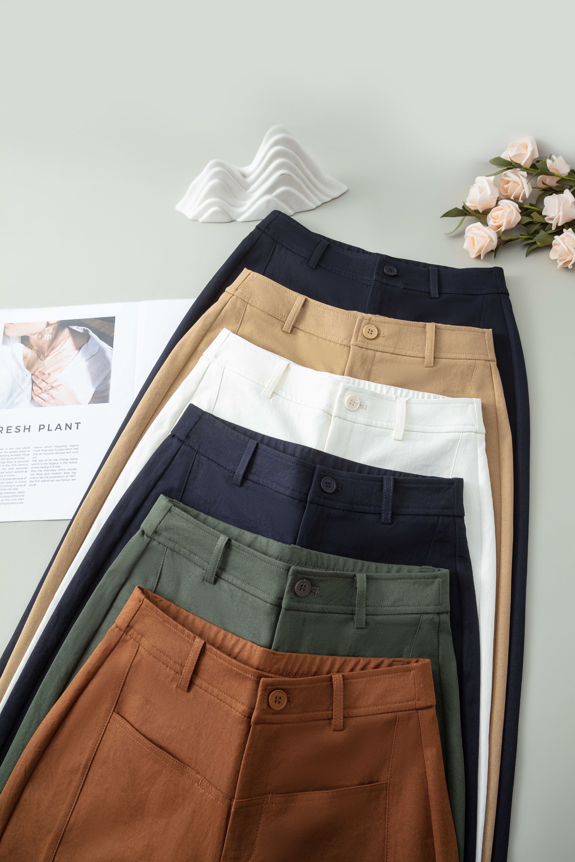 弹力秋季修身ol镰刀裤透气印染秋季新款设计感高腰休闲裤显瘦百搭