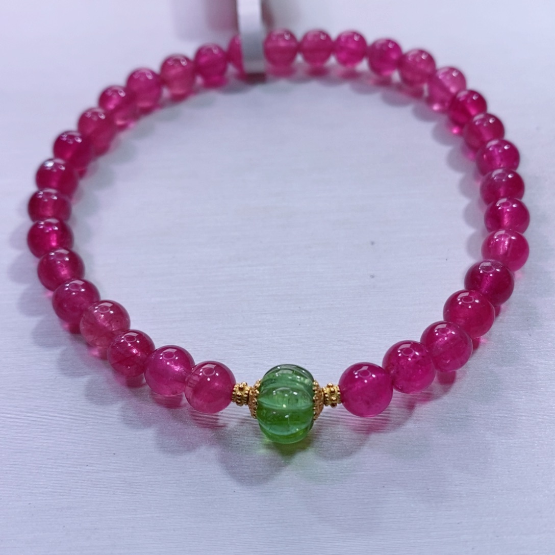 手链18K金镶嵌碧玺碧玺手链yy