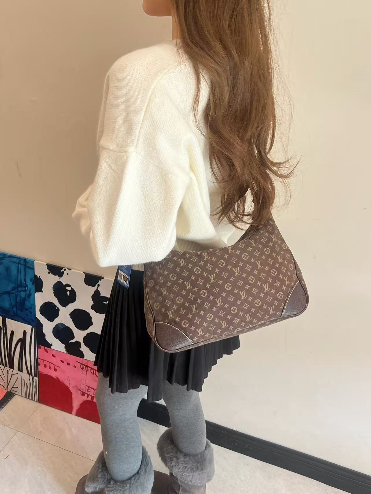 95新 LouisVuitton/路易威登 咖色单宁牛角包/斜挎包