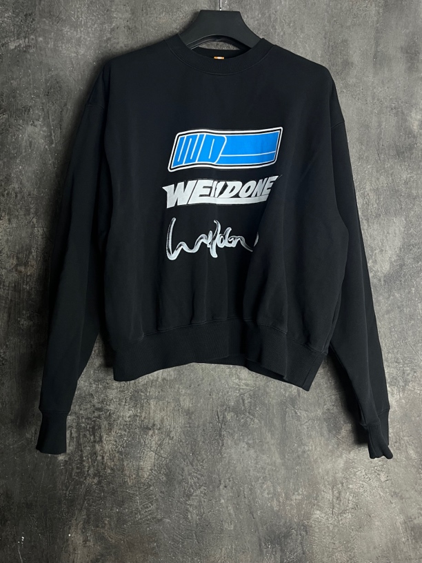 全新未使用 WE11 DONE L码*1/黑色不规则弹幕Logo圆领卫衣/959057