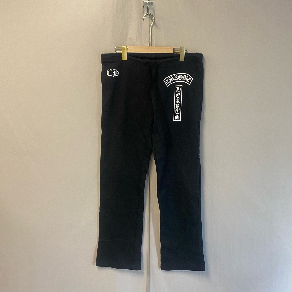99新 Chrome Hearts/克罗心 黑色马蹄梵文休闲卫裤 M码 #6010