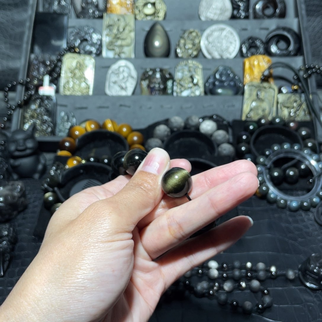 黑曜岩珠宝奇石未镶嵌夜****馆配珠