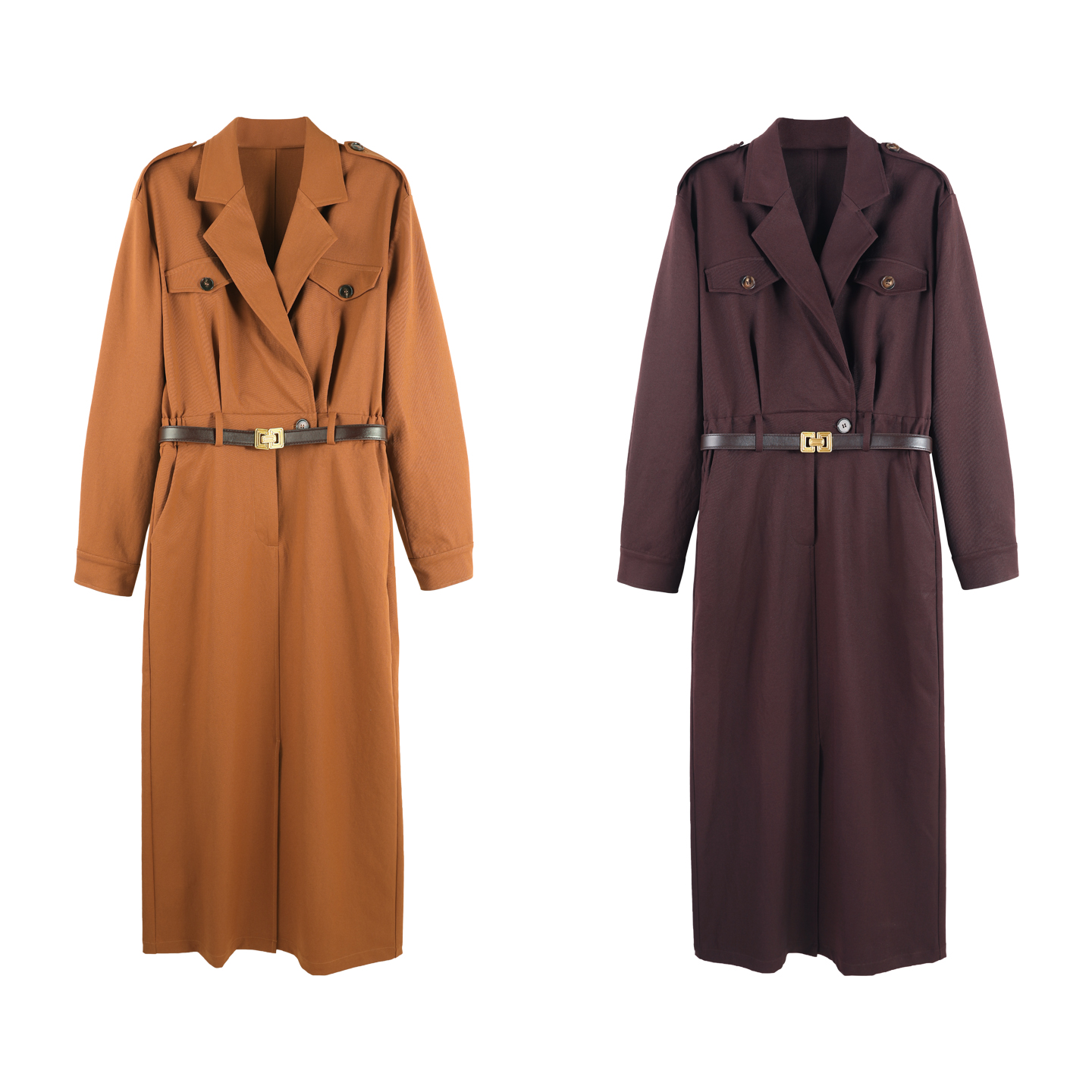 2025新款时尚气质女装百搭高级感气质中长款风衣连衣裙HBZW652093