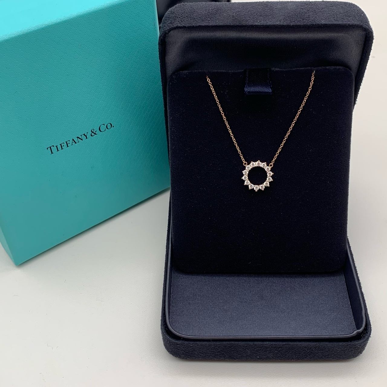 未使用 Tiffany & Co./蒂芙尼 镂空圈形项链满钻玫瑰金色链长42cm