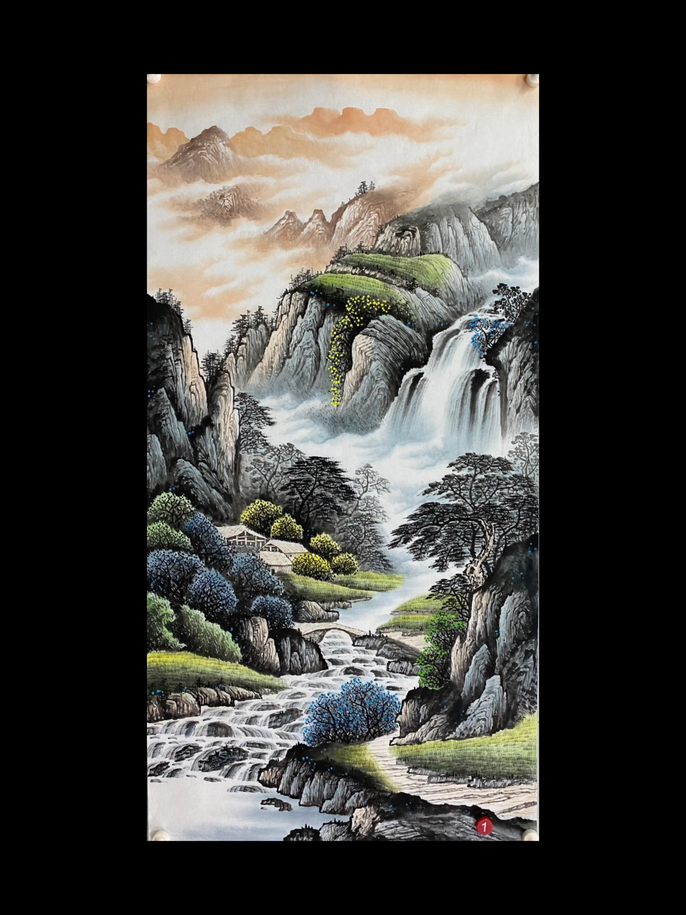 《溪山富居》画芯尺寸：140cm*70cm山水画客厅办公室挂画