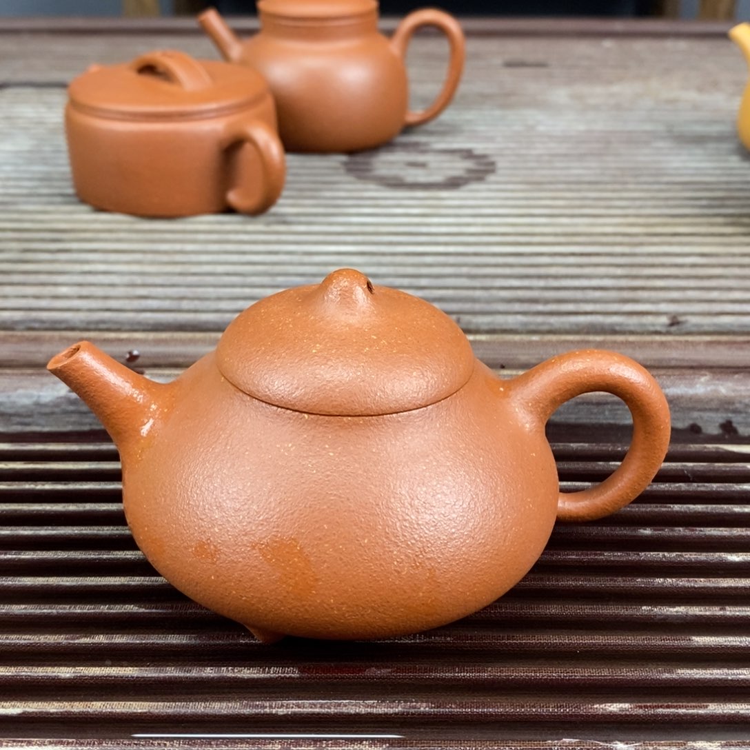 茶壶紫砂宜兴原矿紫砂壶红降坡180c