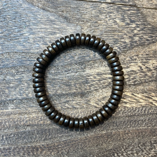 沉香1073-沉香药片素圈手串3*8mm