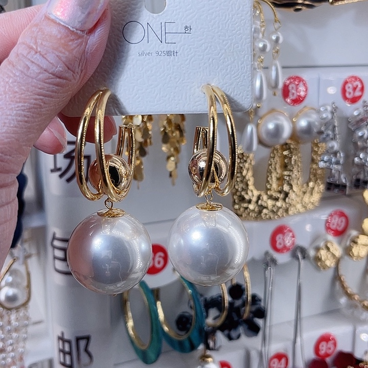 仿珍珠铁合金合金饰品耳饰16金色