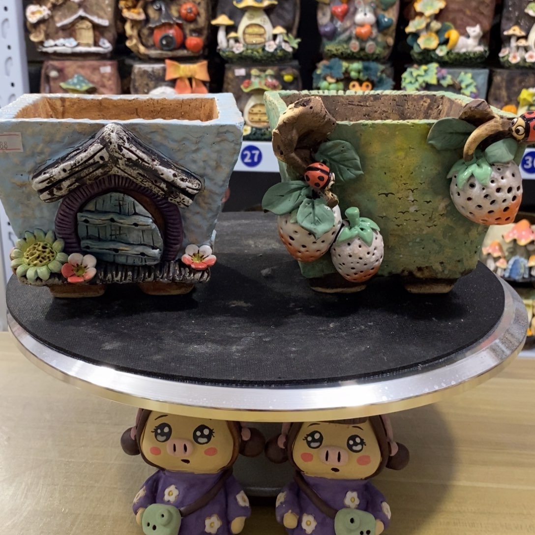 ⊹****白狐粗陶手捏花盆