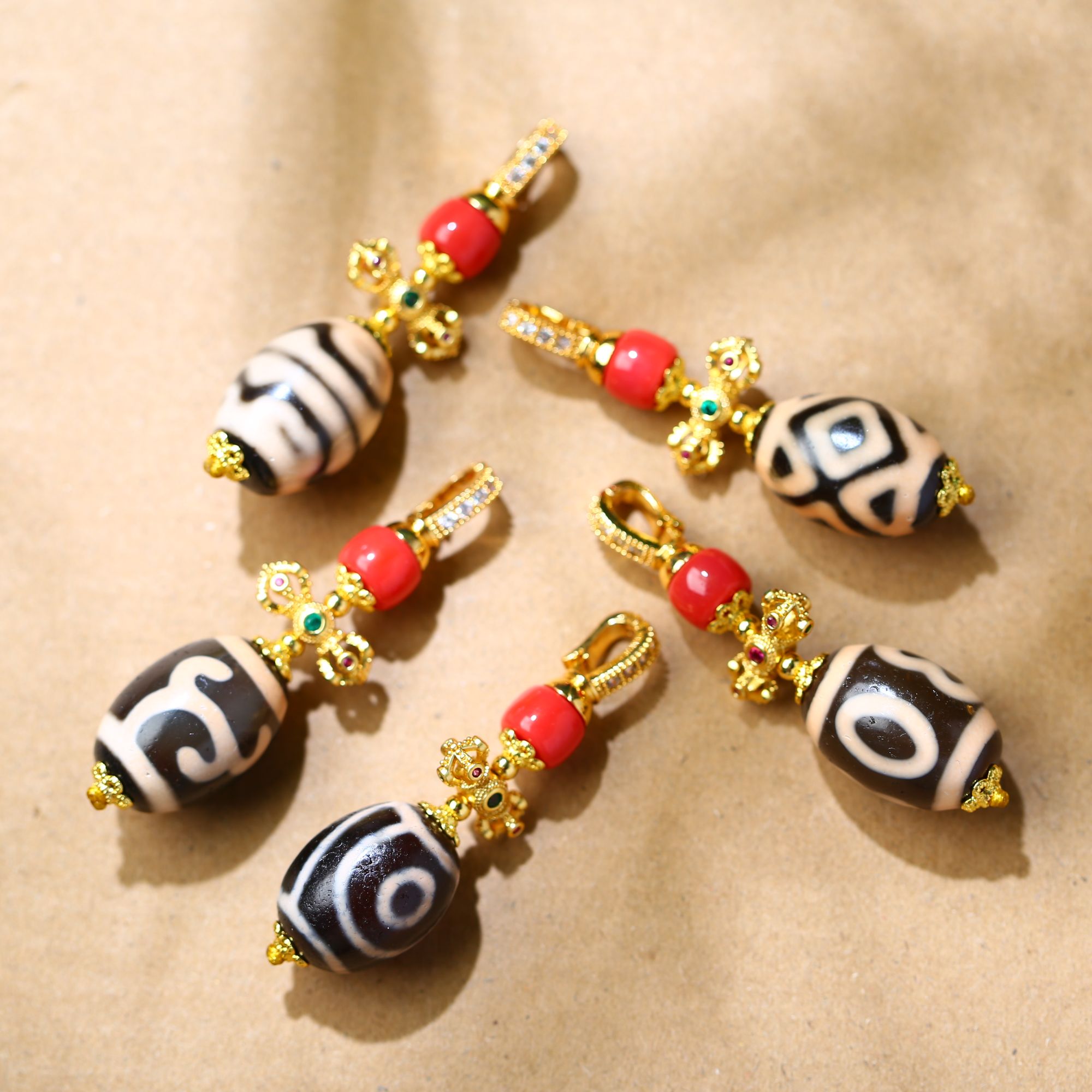 橘红（多图腾）天珠吊坠设计款/多样性发其一  