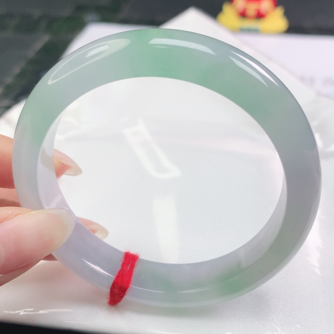 翡翠未镶嵌手镯翡翠54.7冰种春彩正圈