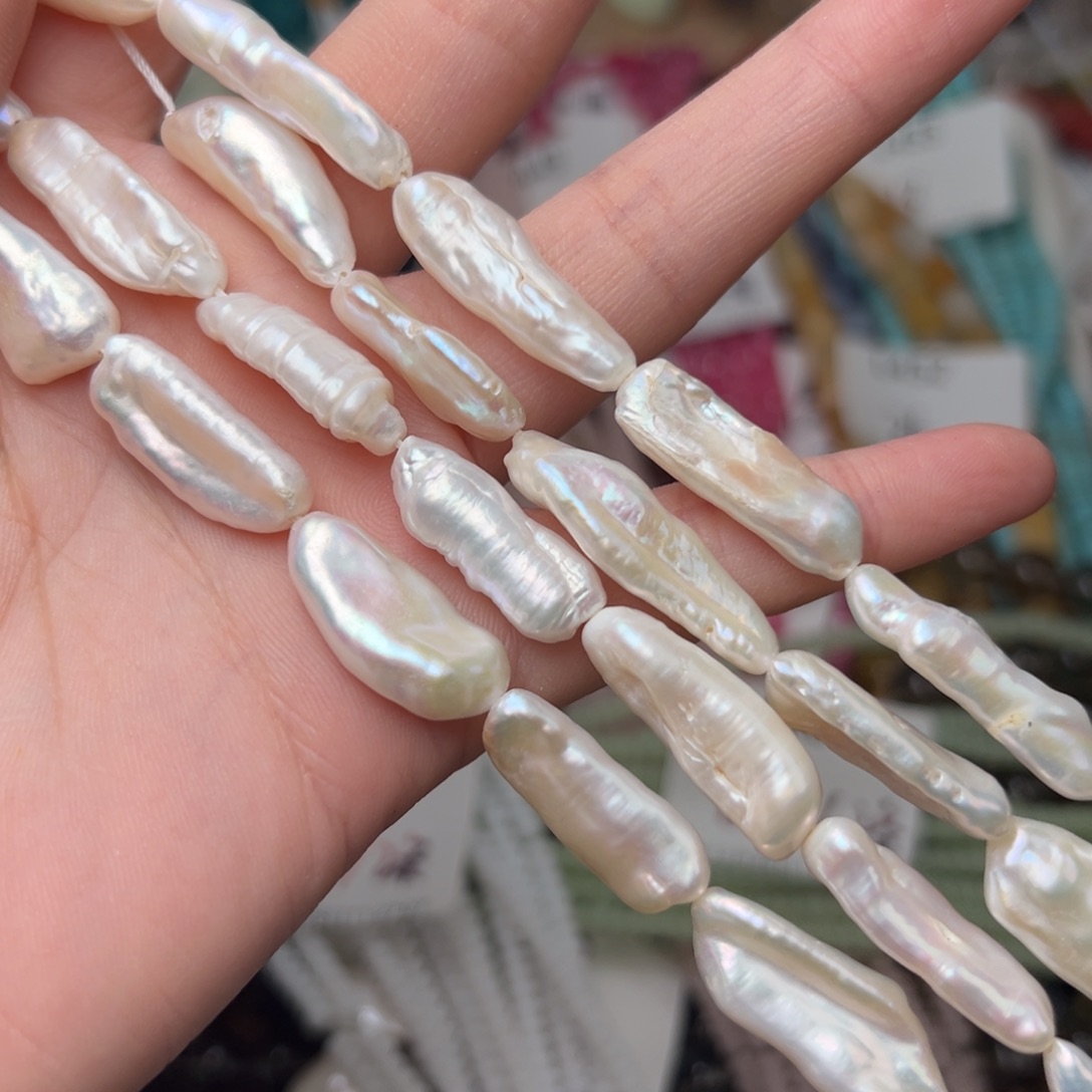 玛瑙/玉髓合金珠宝半成品L462。8mm天然珍珠长条一条