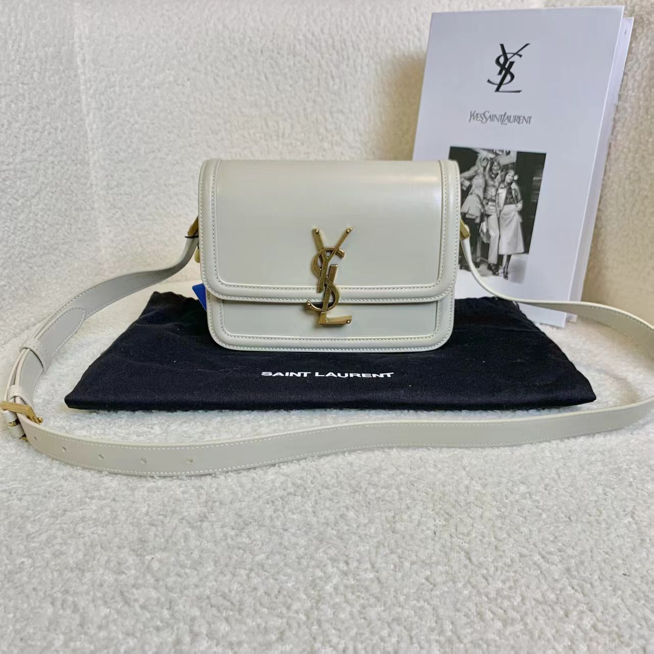 99新 YSL/圣罗兰 壹臻/灰白金扣豆腐包小号 62139756