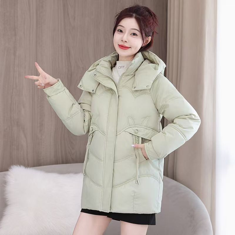 冬季中长款连帽宽松大码棉衣棉服女2025减龄百搭面包服棉袄小外套