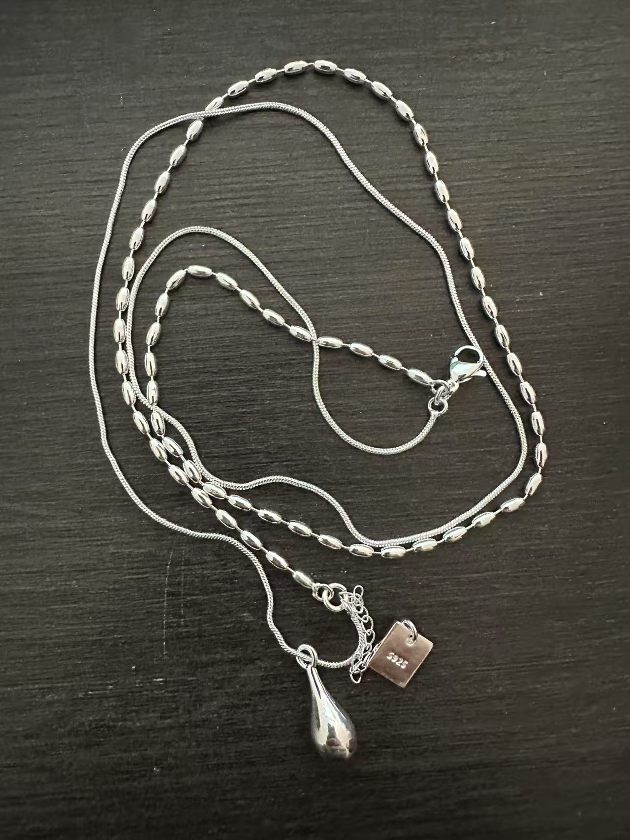 YZ089 双圈米粒水滴项链无礼盒