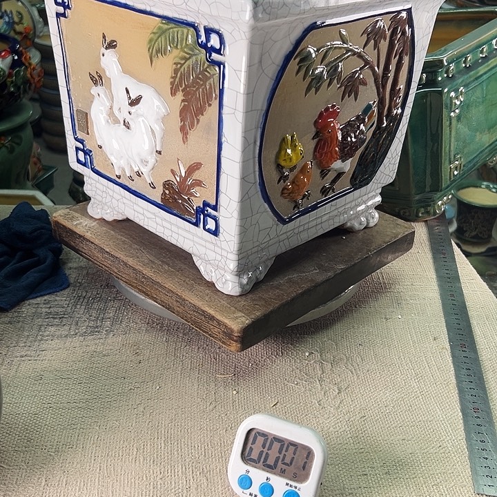 上***人泳坤堂石湾花盆微瑕