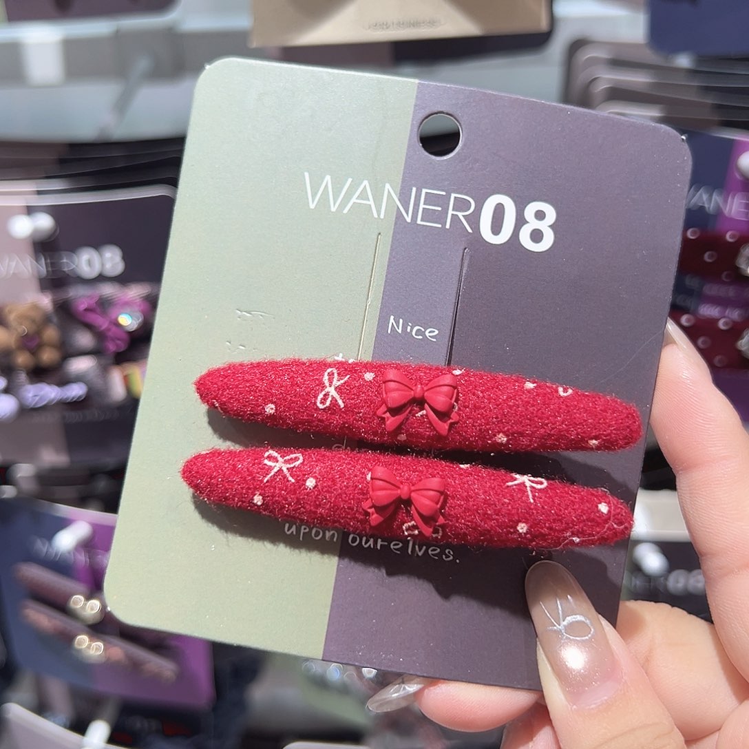 非金属红色蝴蝶结鸭夹