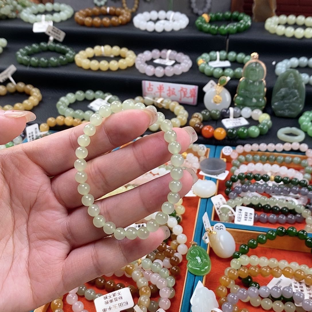 和田玉手链 6MM未镶嵌晴水