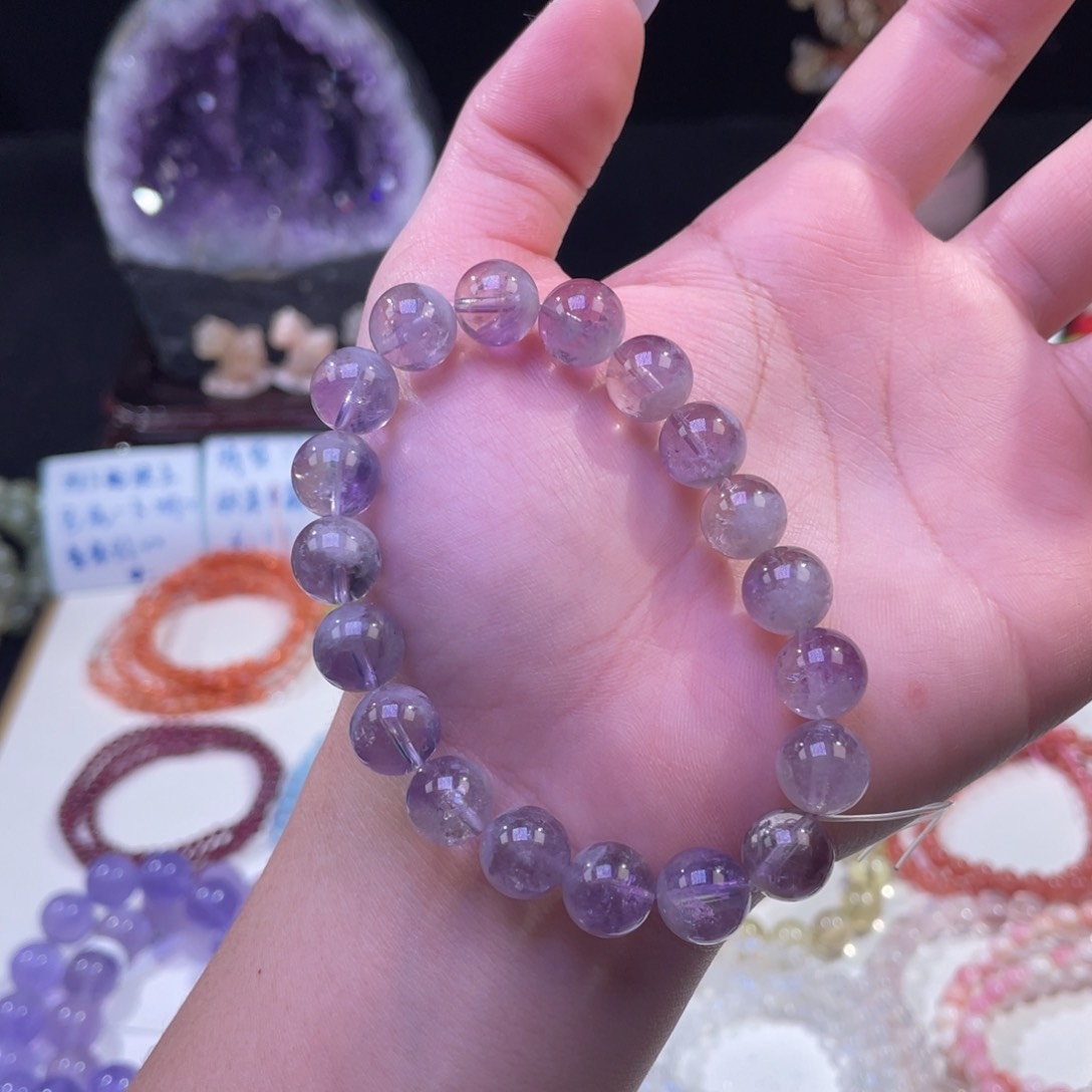 未镶嵌手链水晶半盆紫兔毛10mm