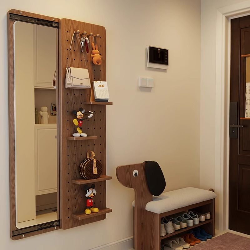 洞洞板穿衣镜隐形可关闭推拉全身镜壁挂式家用玄关挂墙大试衣镜子