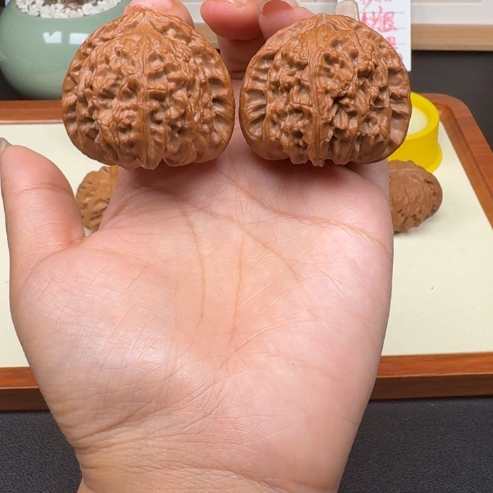 文玩核桃把件三角白精品44