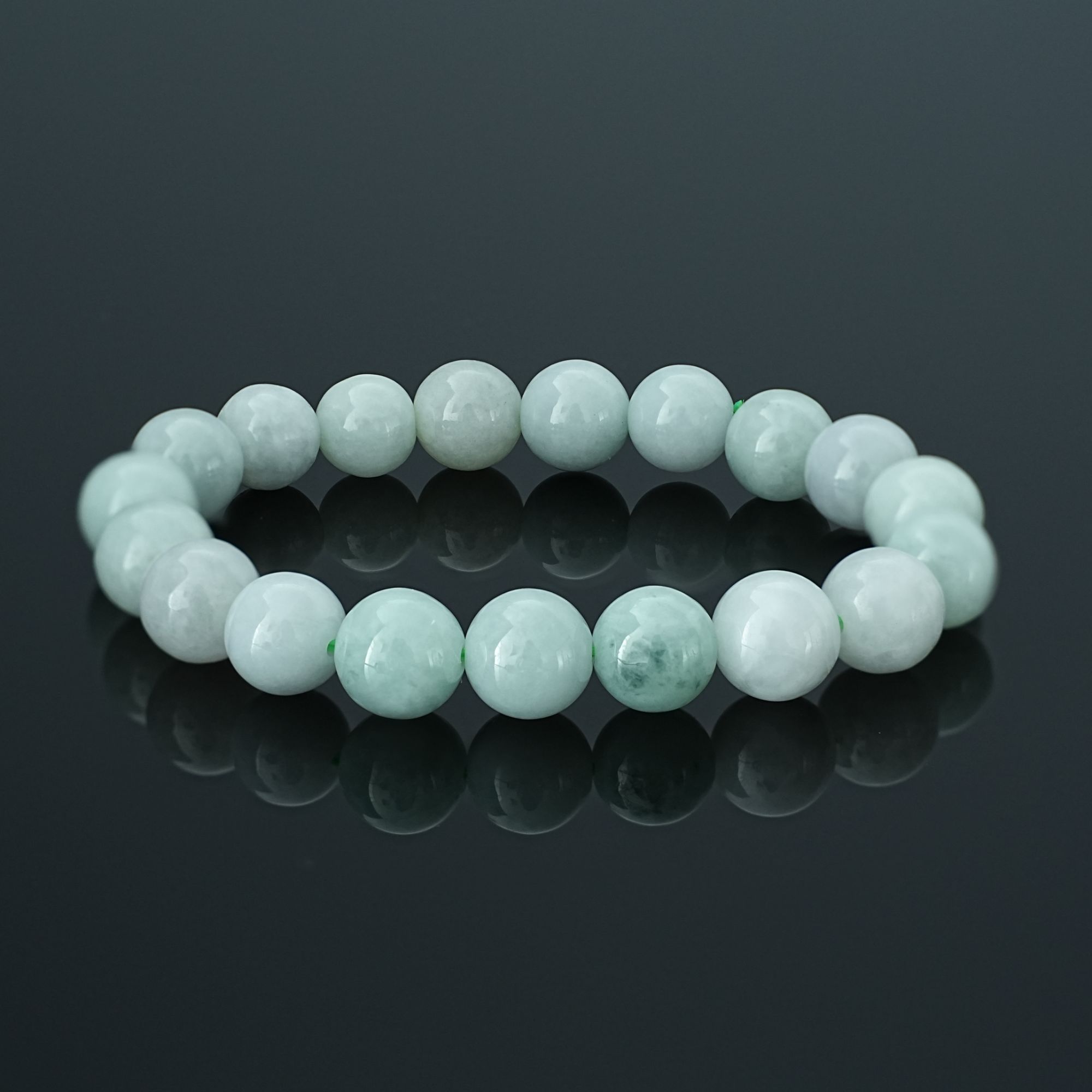 CHX032 翡翠A货 冰糯种浅绿翡翠手串