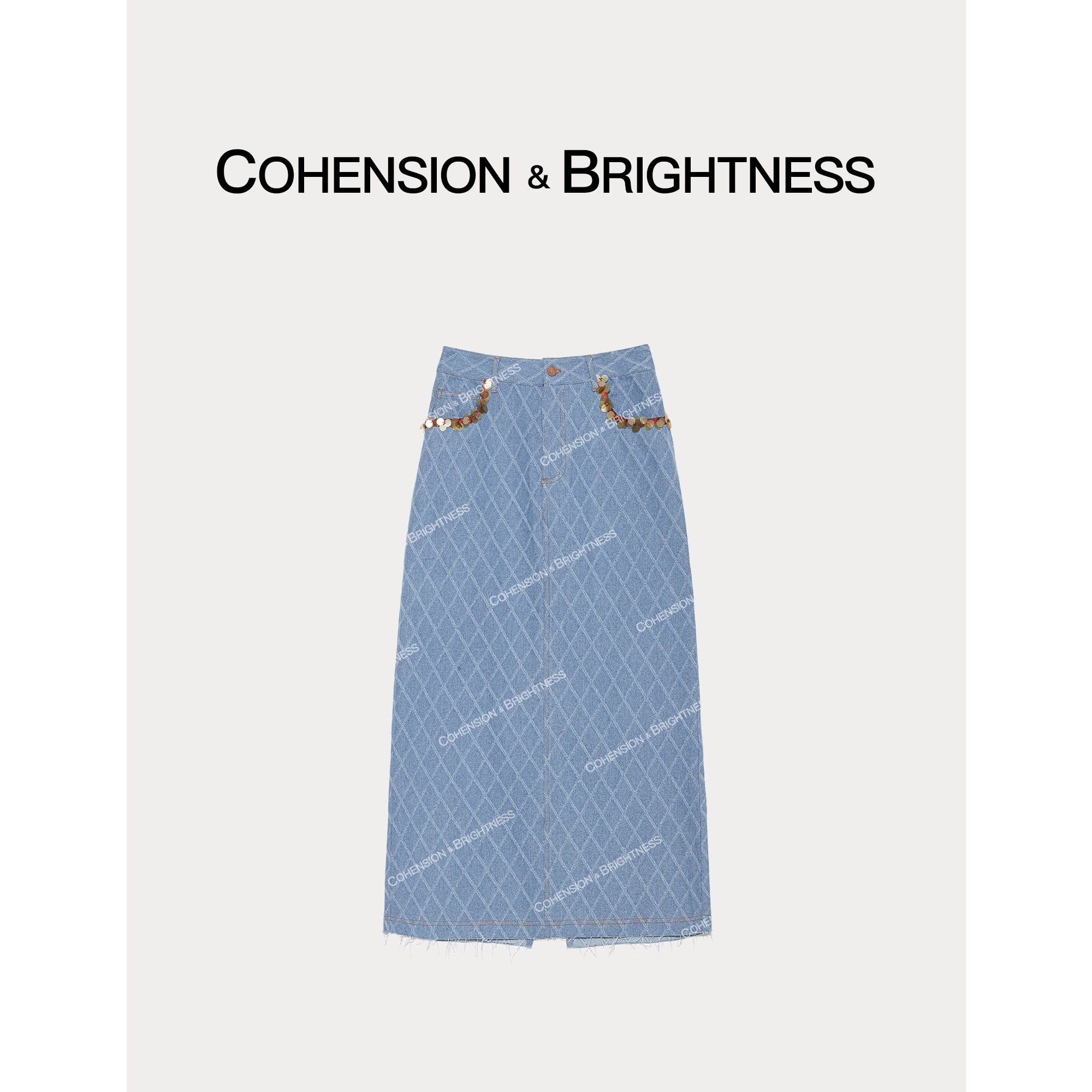 凝慧真的好【舒适假日】春夏新款高腰显瘦菱形格纹牛仔半身裙QR015