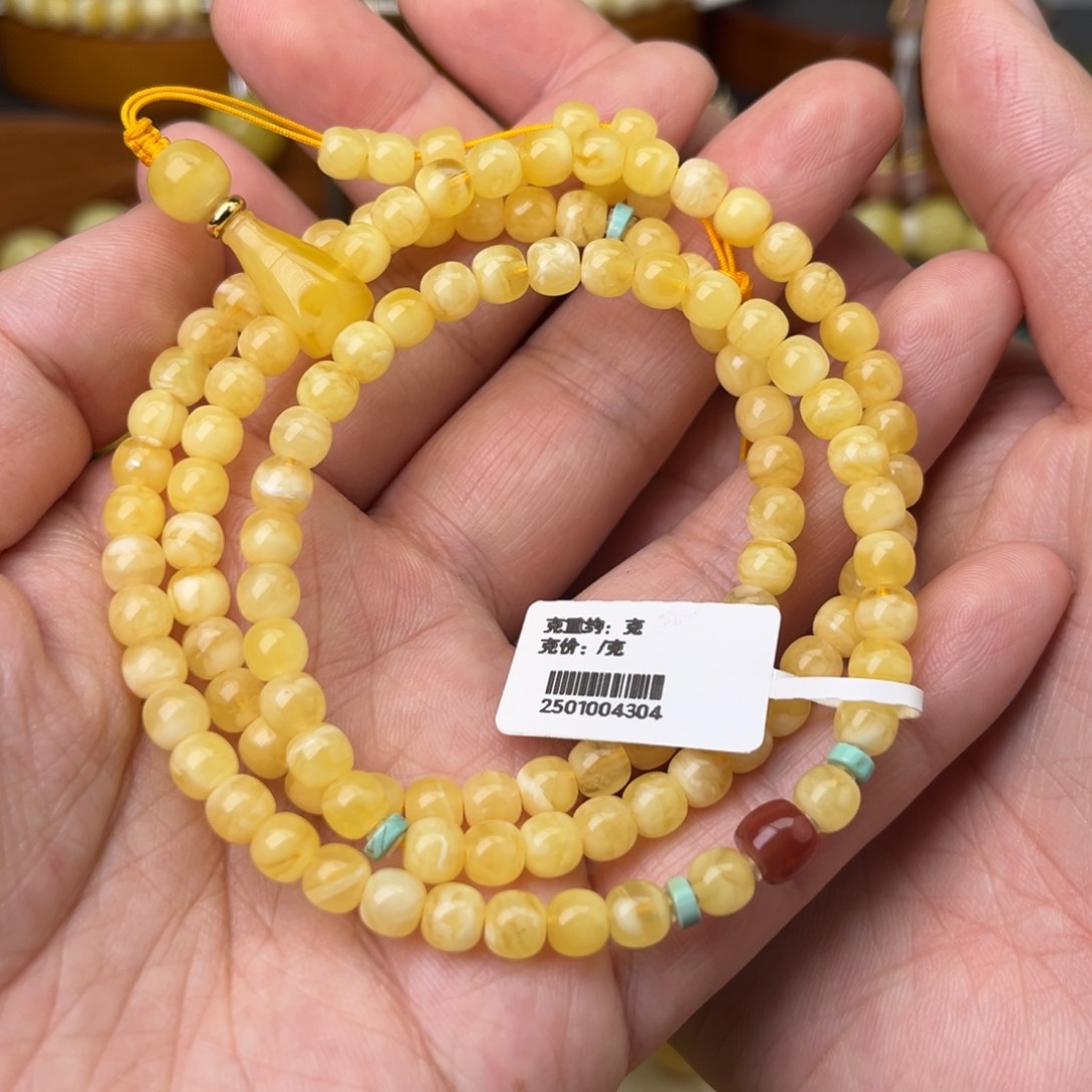 手链蜜蜡未镶嵌5.5精工高桩老型黄白花极限弧项链