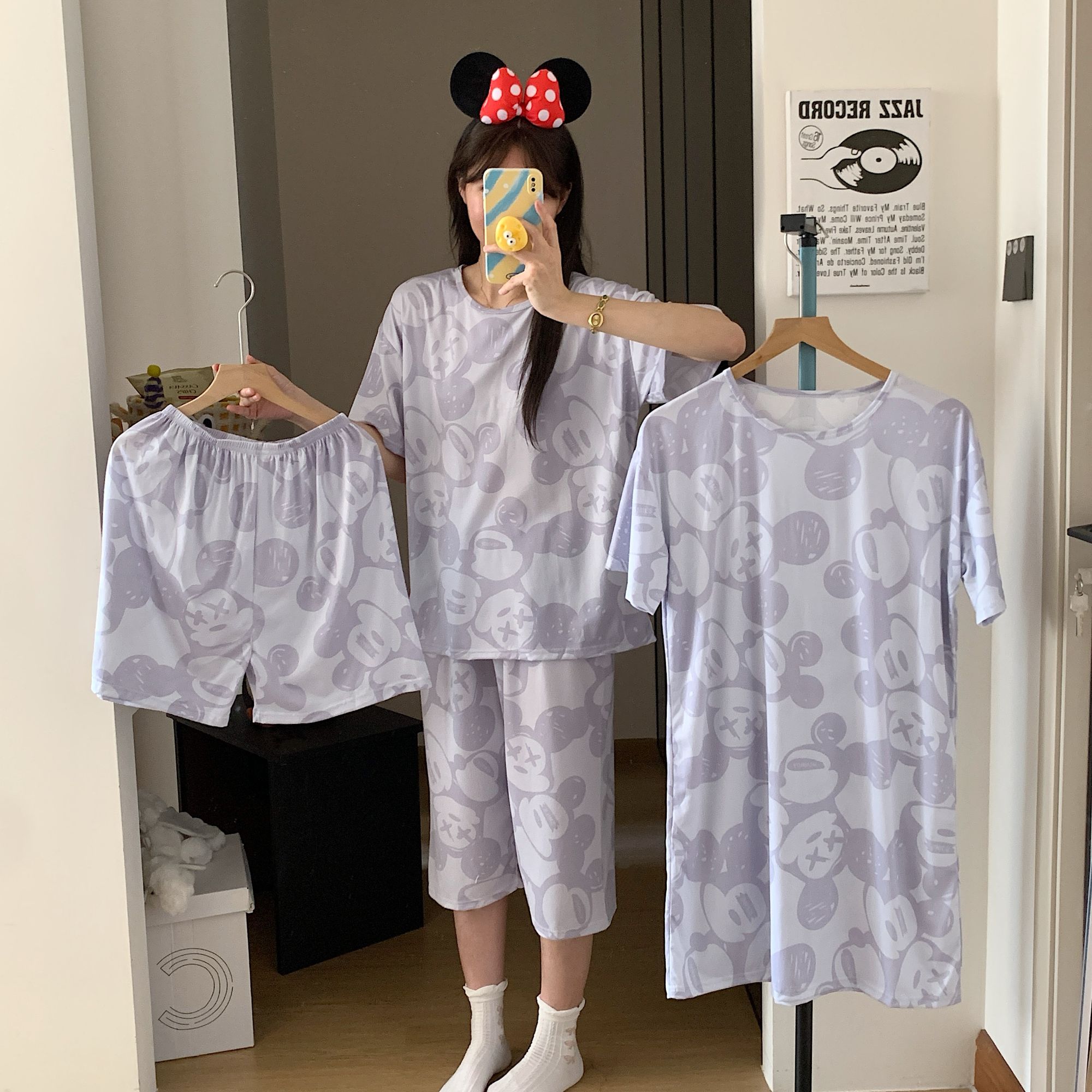 【四件套】睡衣女短袖夏季装宽松薄款夏天甜美休闲大码卡通家居服G