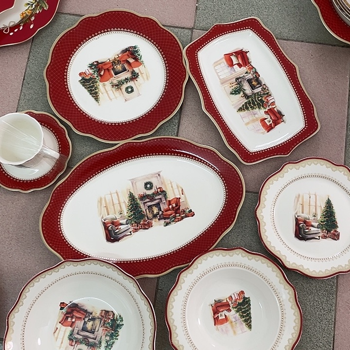 新骨瓷七件套圣诞红微瑕完美主义者慎