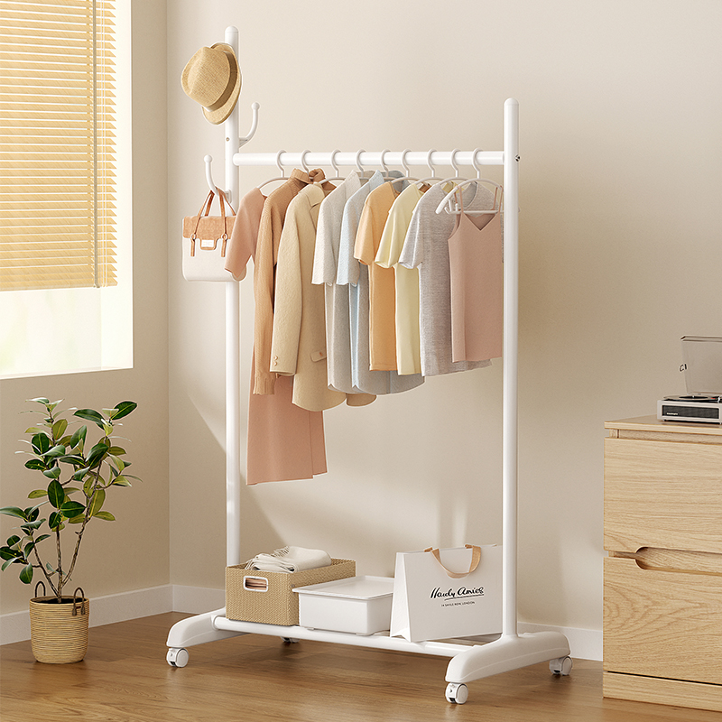 可移动简易衣架落地卧室晾衣架室内房间挂衣杆家用加粗衣帽架