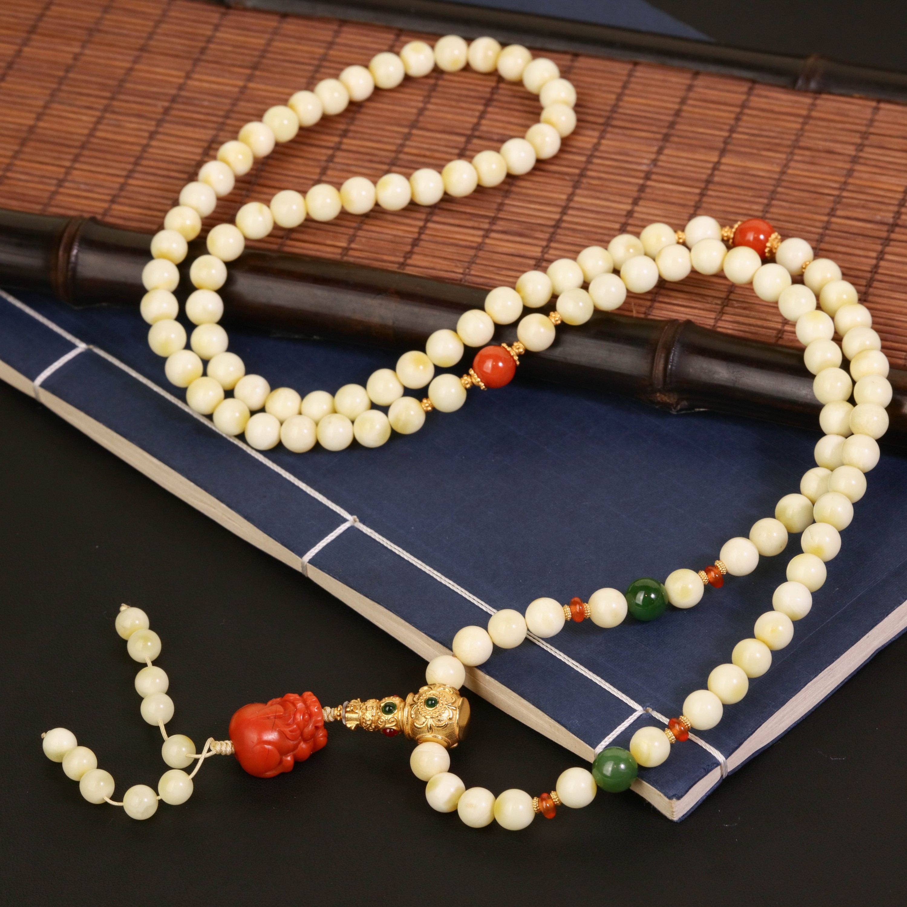 ⽩蜡圆珠diy108项链LCXCC0104376