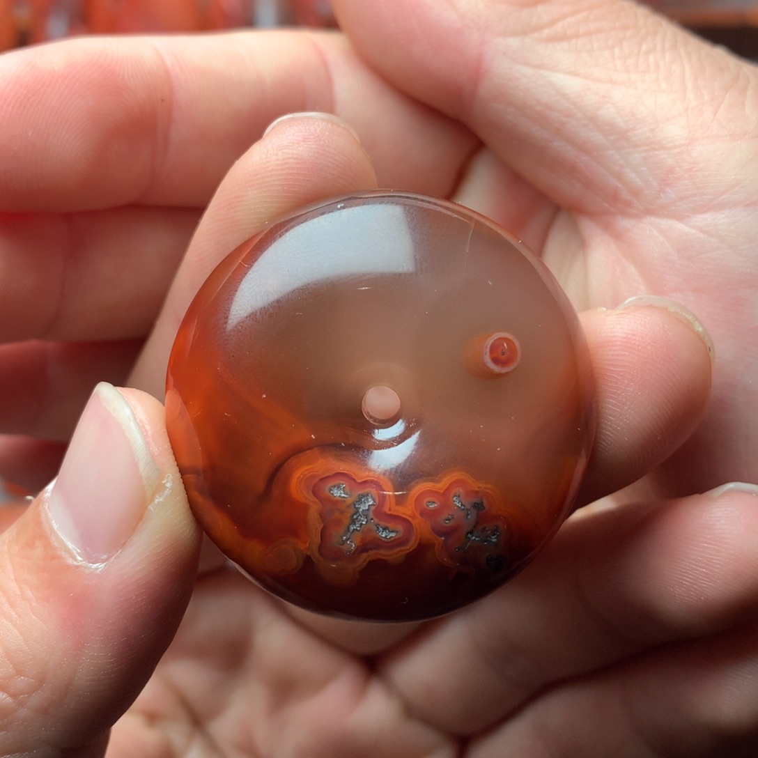 南红玛瑙未镶嵌1茶花翎老南红平安扣