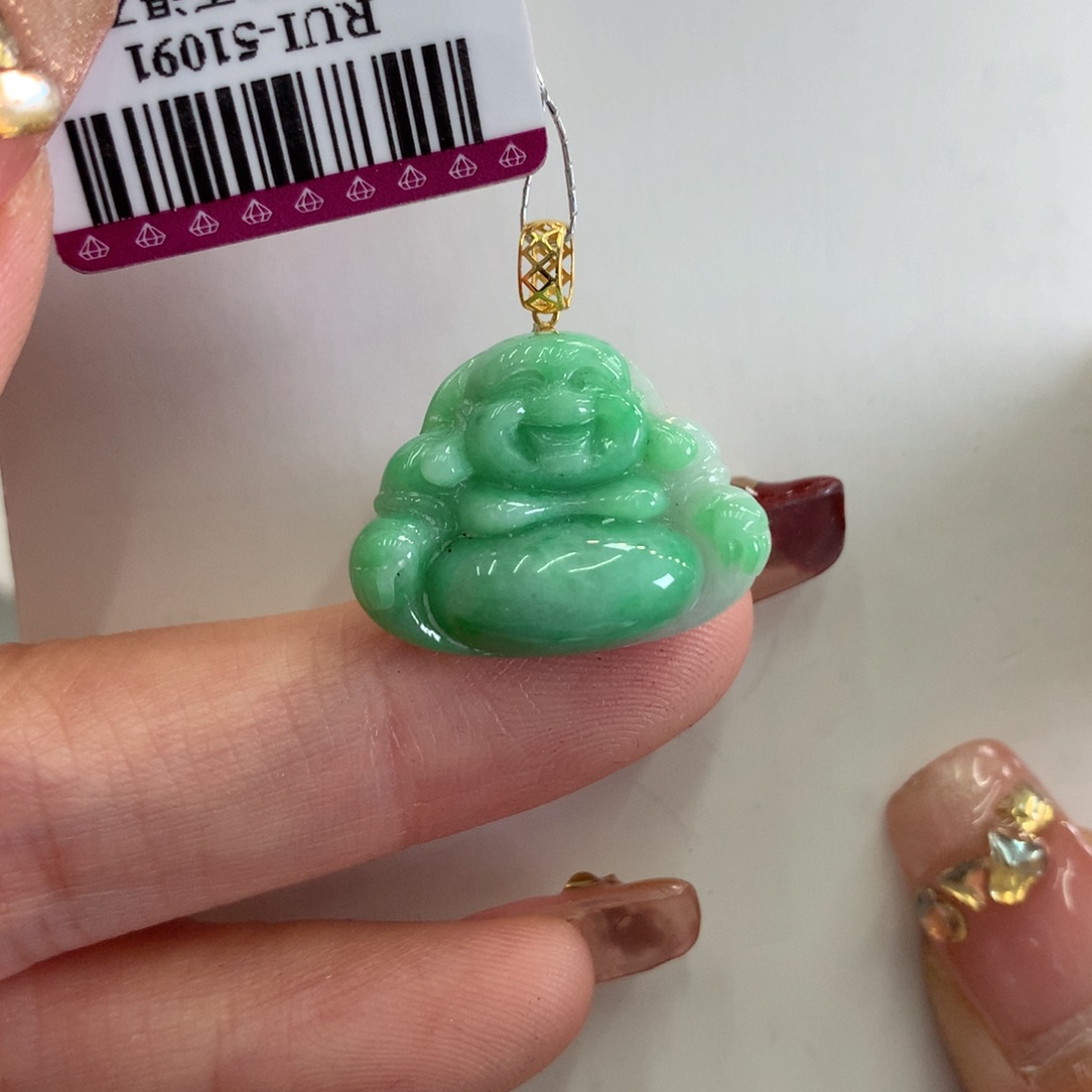 翡翠吊坠(不含链)18K金镶嵌