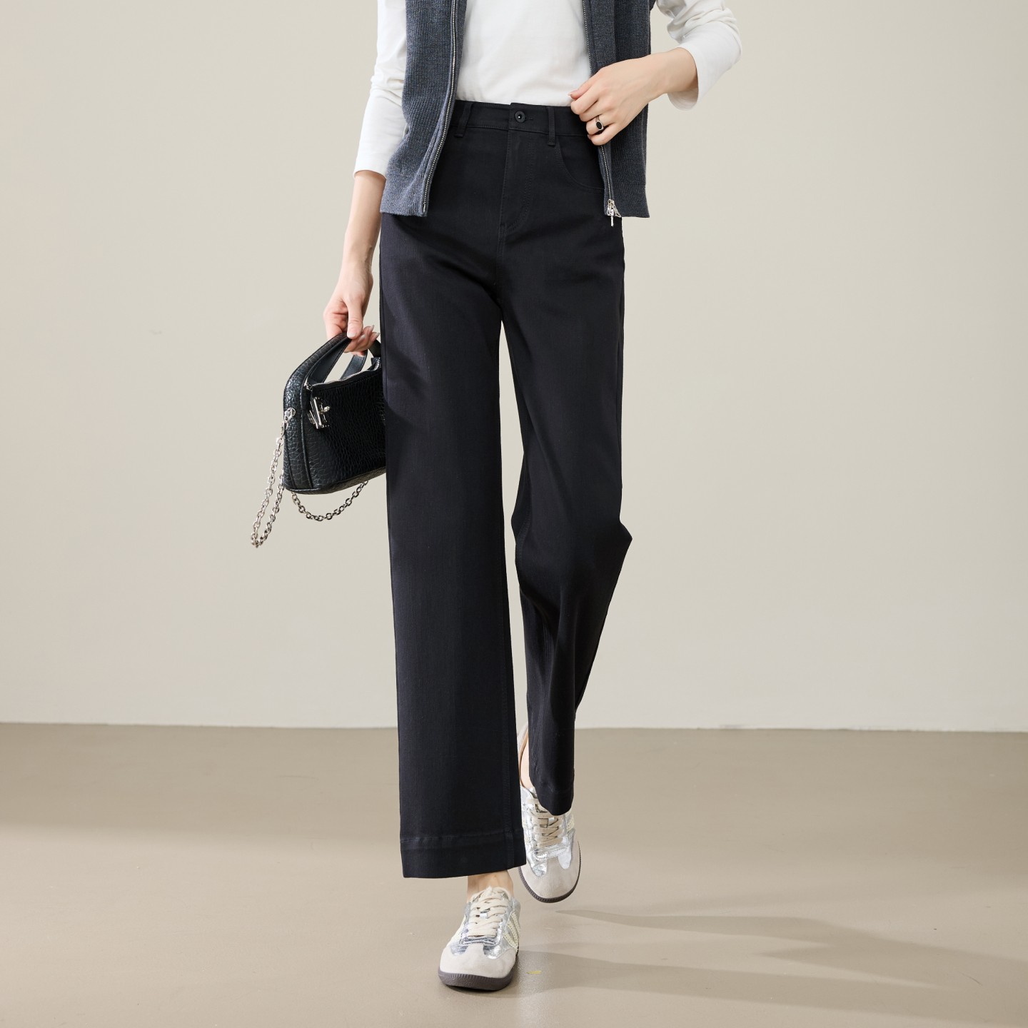 逸阳【秋季穿搭】复古直筒裤女2025新品遮肉显瘦时尚百搭小个子裤子