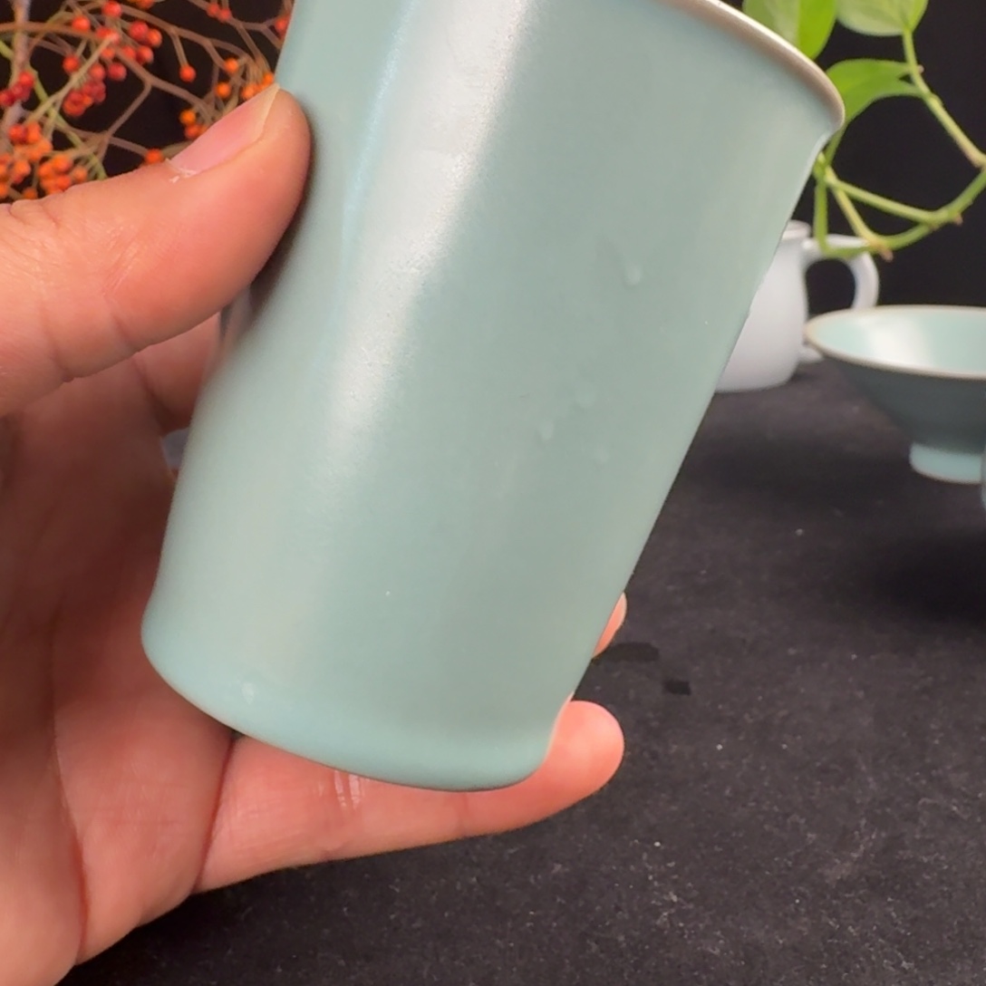 狸***猫摆件陶汝瓷可乐杯原矿原釉