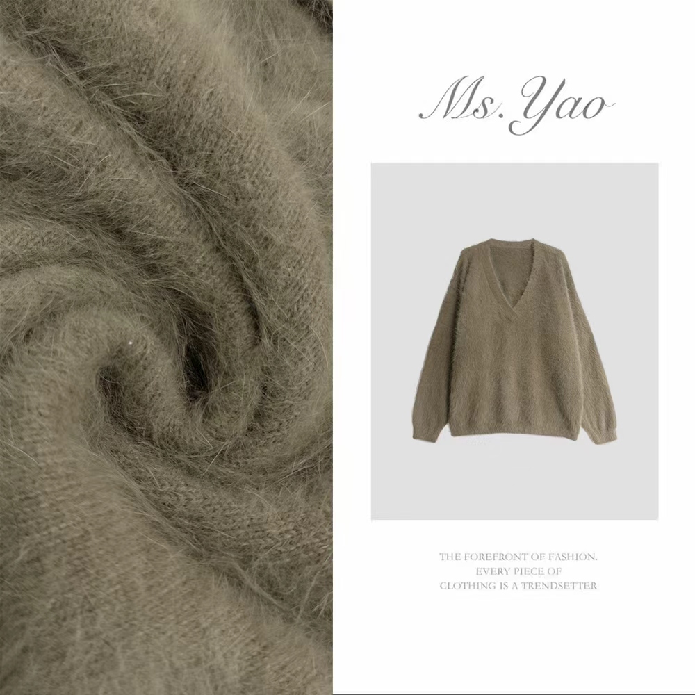 Ms·Yao【自成焦点】V领套头柔软简约针织保暖毛衣25024