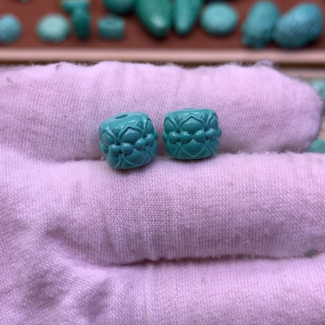 旗***旗原生态散珠配珠并蒂莲花一对卡11