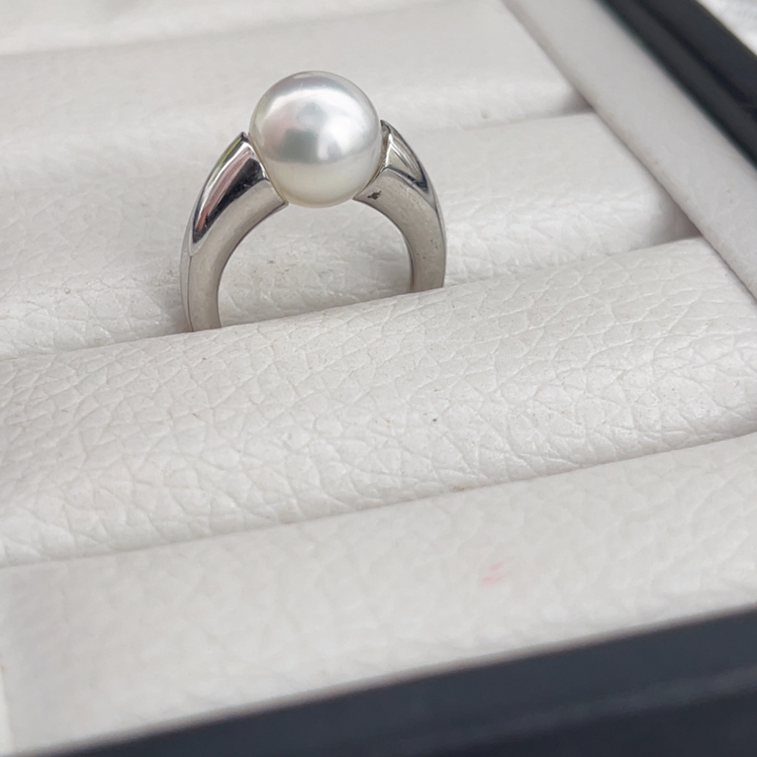 未镶嵌澳白戒指9-10m m海水珍珠