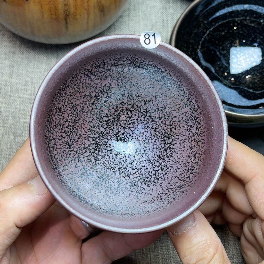 茶盏龙窑柴烧红油滴束口器型9.3口径