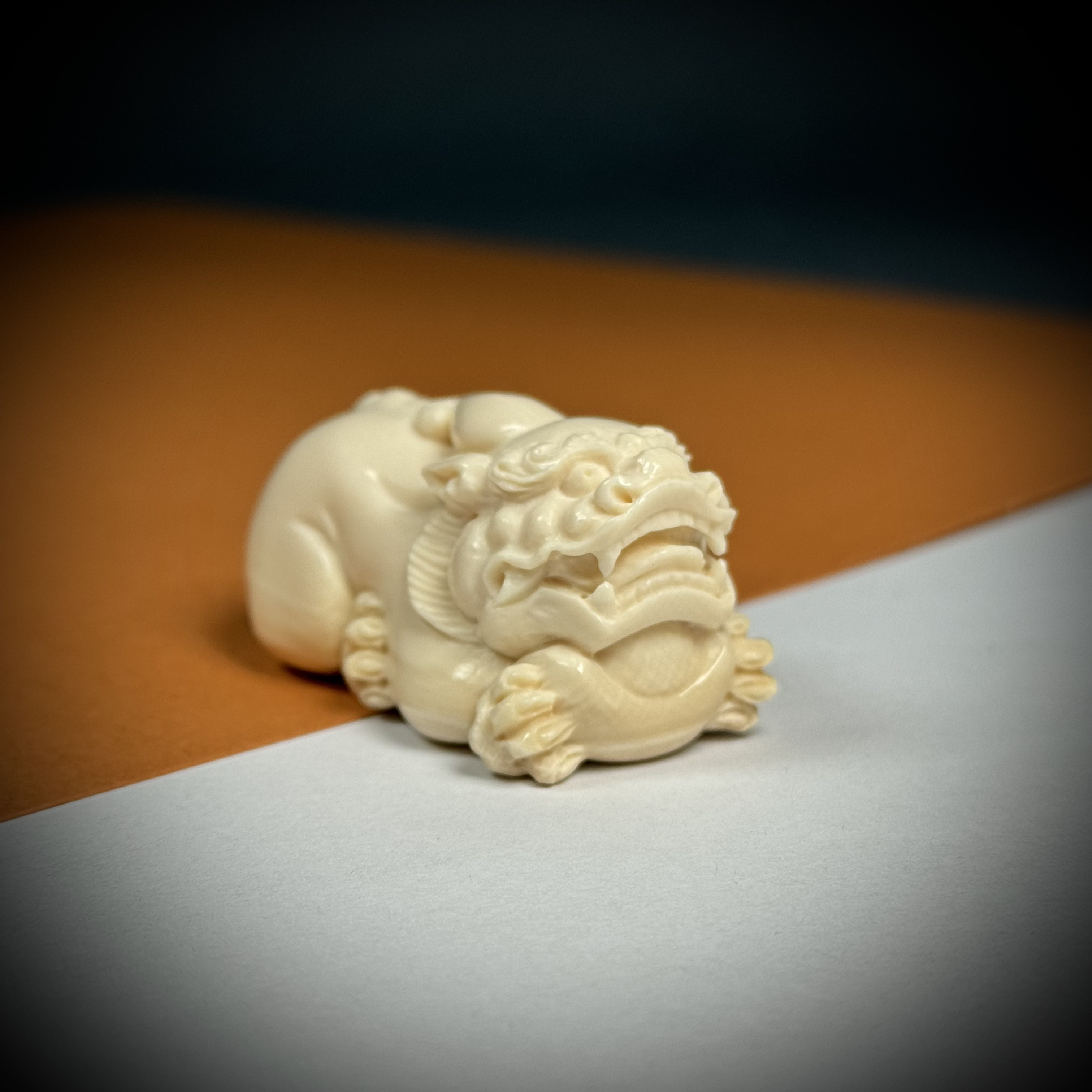 H27-59天然猛犸牙 雕刻貔貅约26*48*23mm支持复检假一罚十